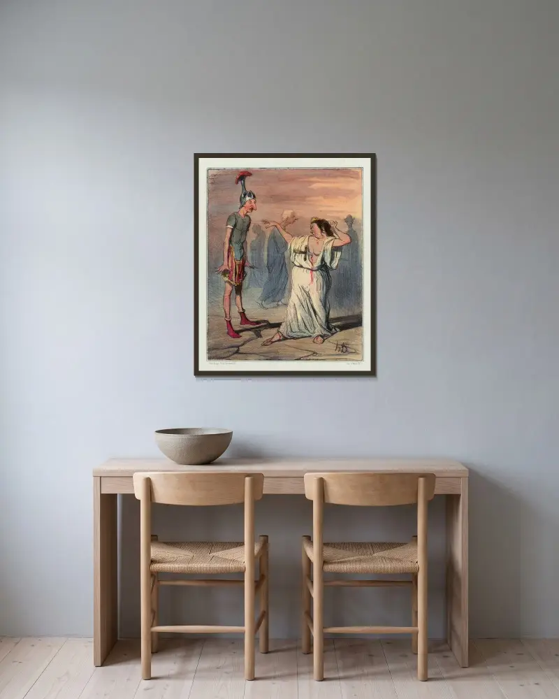 Aeneas i underjorden av Honoré Daumier inramad på en vägg