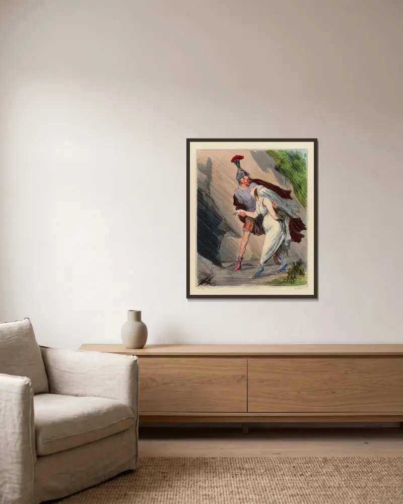 Enée et Didon von Honoré Daumier gerahmt an einer Wand