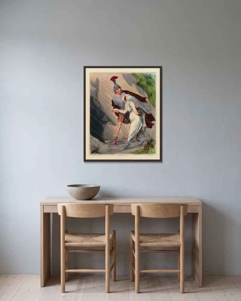 Enée et Didon von Honoré Daumier gerahmt an einer Wand