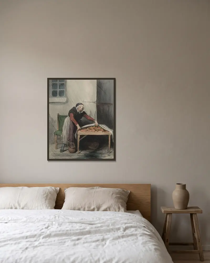 Den som bränt sig fruktar kallt vatten av Honoré Daumier inramad på en vägg