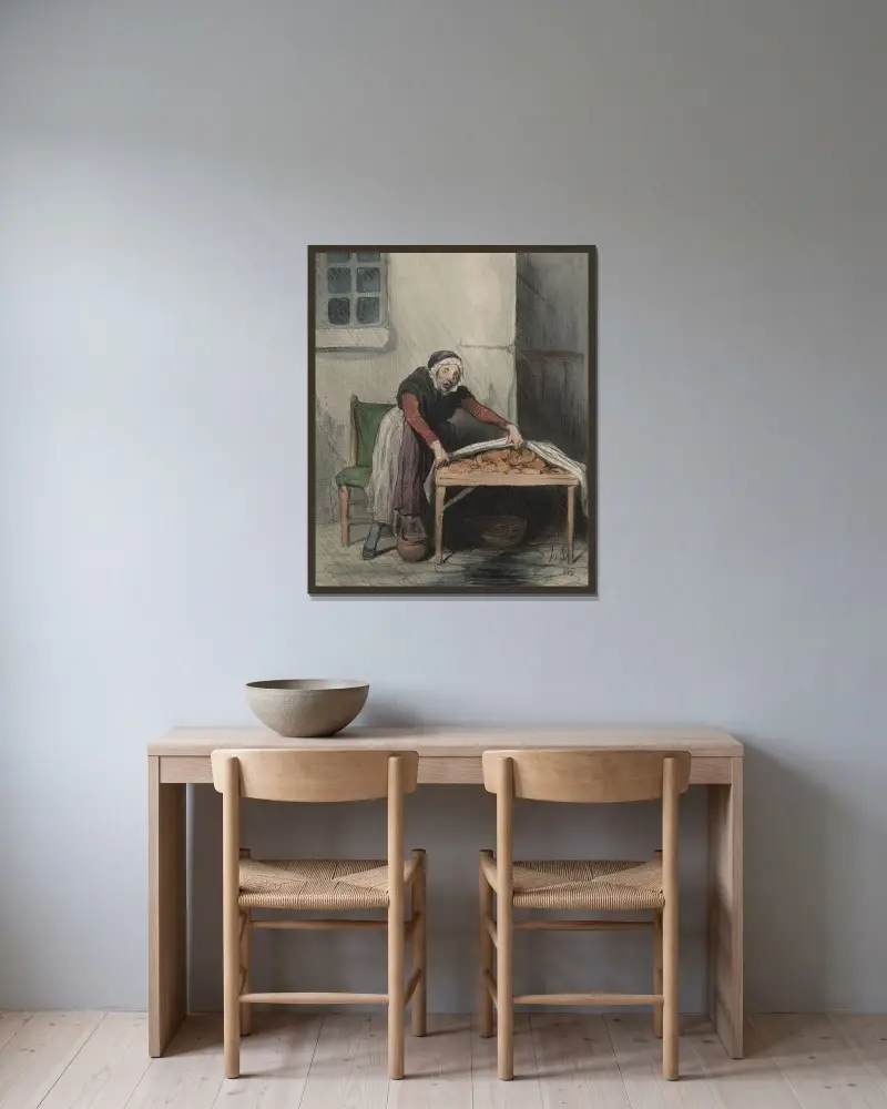Den som bränt sig fruktar kallt vatten av Honoré Daumier inramad på en vägg