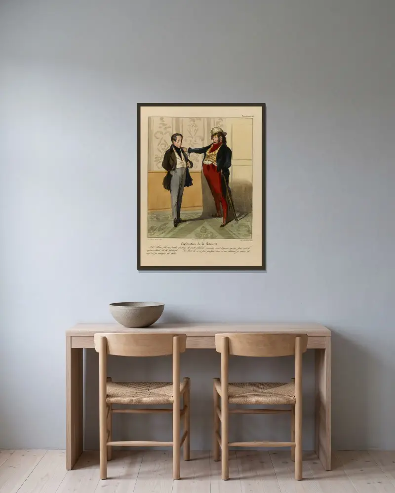 Exploitation de la paternité av Honoré Daumier inramad på en vägg
