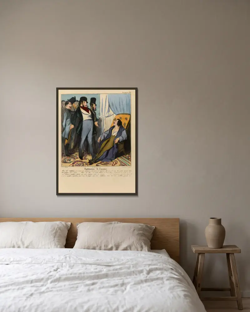 Utnyttjande av vänskap av Honoré Daumier inramad på en vägg