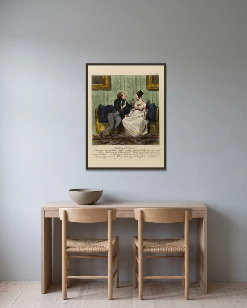 Exploitation de l’amour av Honoré Daumier inramad på en vägg
