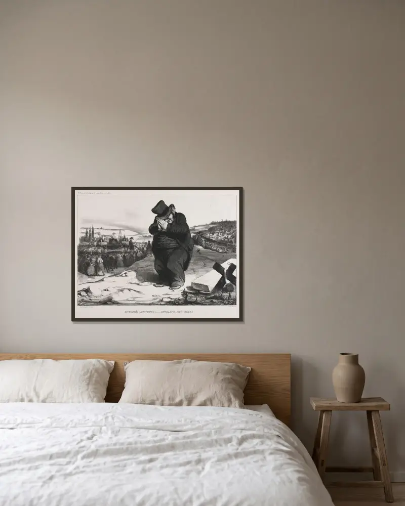 Misslyckat, Lafayette! Det är rätt åt dig, min gamle vän! av Honoré Daumier inramad på en vägg