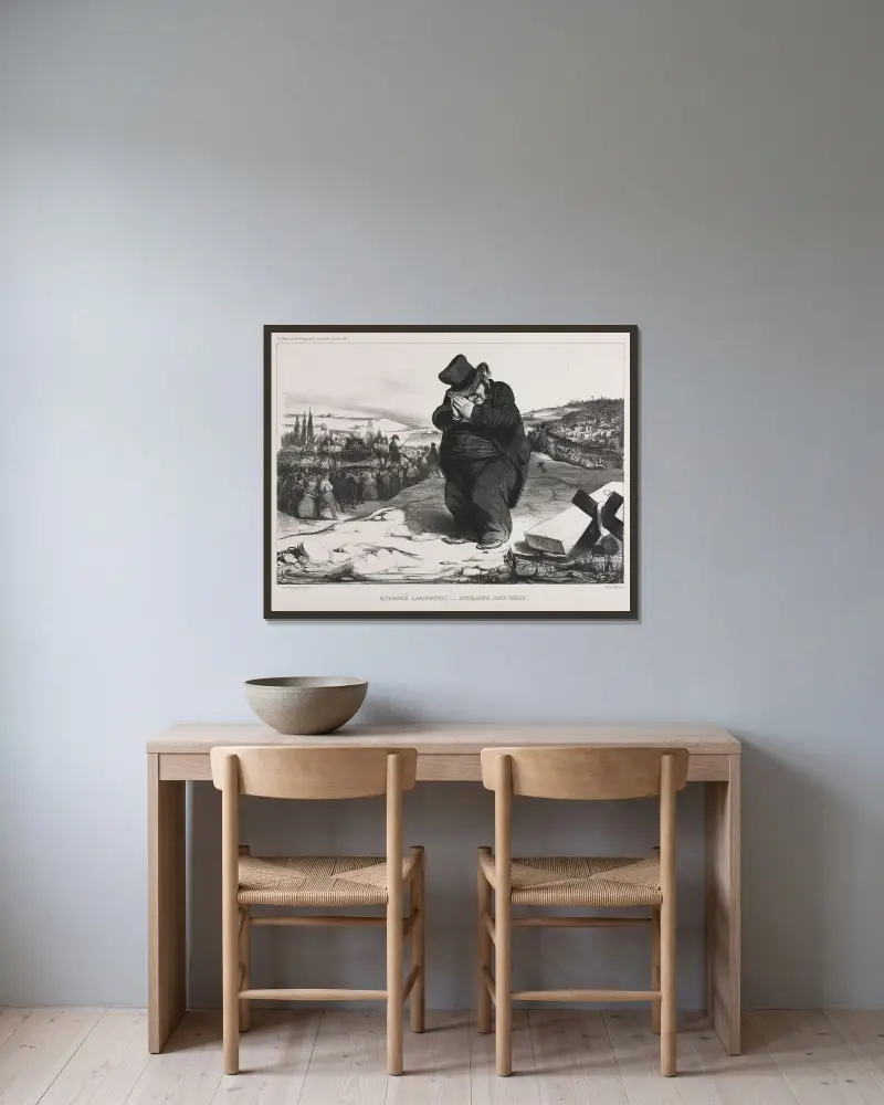 Misslyckat, Lafayette! Det är rätt åt dig, min gamle vän! av Honoré Daumier inramad på en vägg