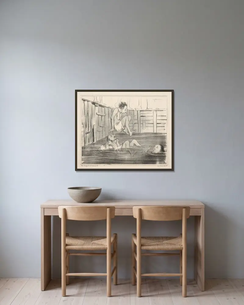 False position av Honoré Daumier inramad på en vägg