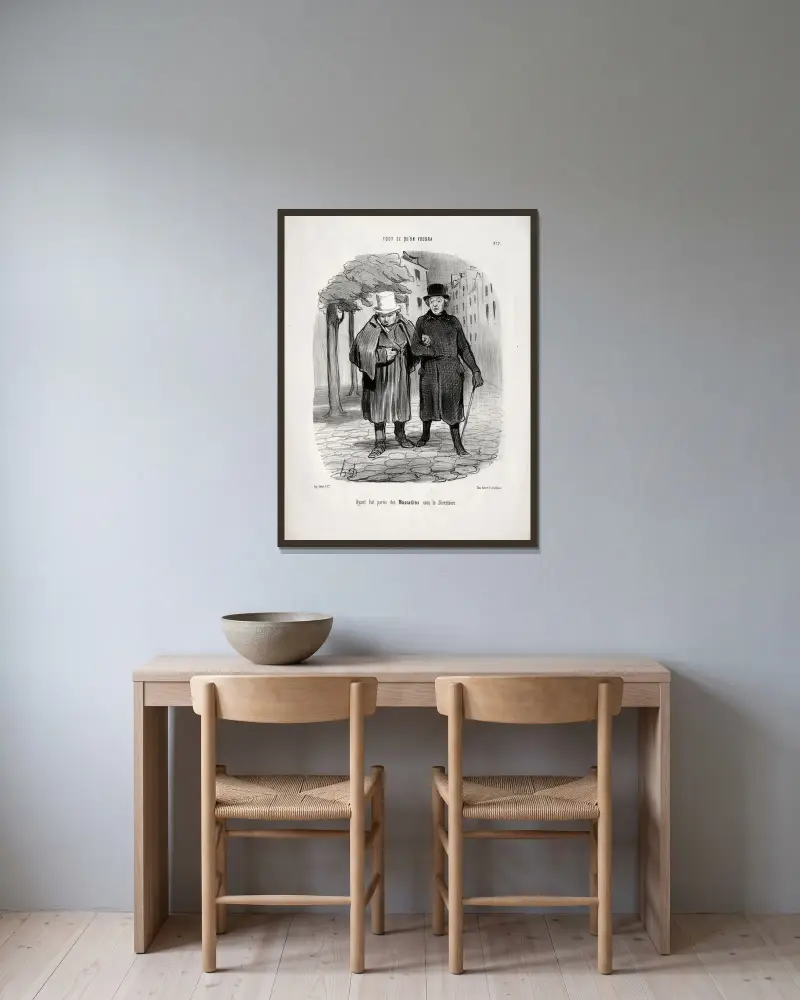Forna sprättar under direktoriet av Honoré Daumier inramad på en vägg