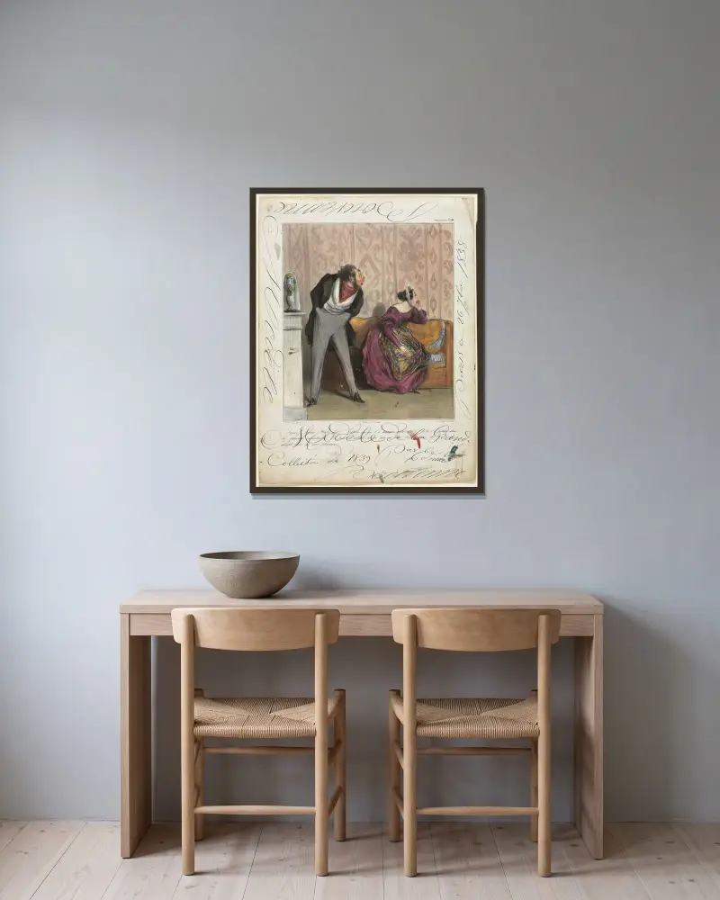 Från vad! Från vad! Din hemgift av Honoré Daumier inramad på en vägg