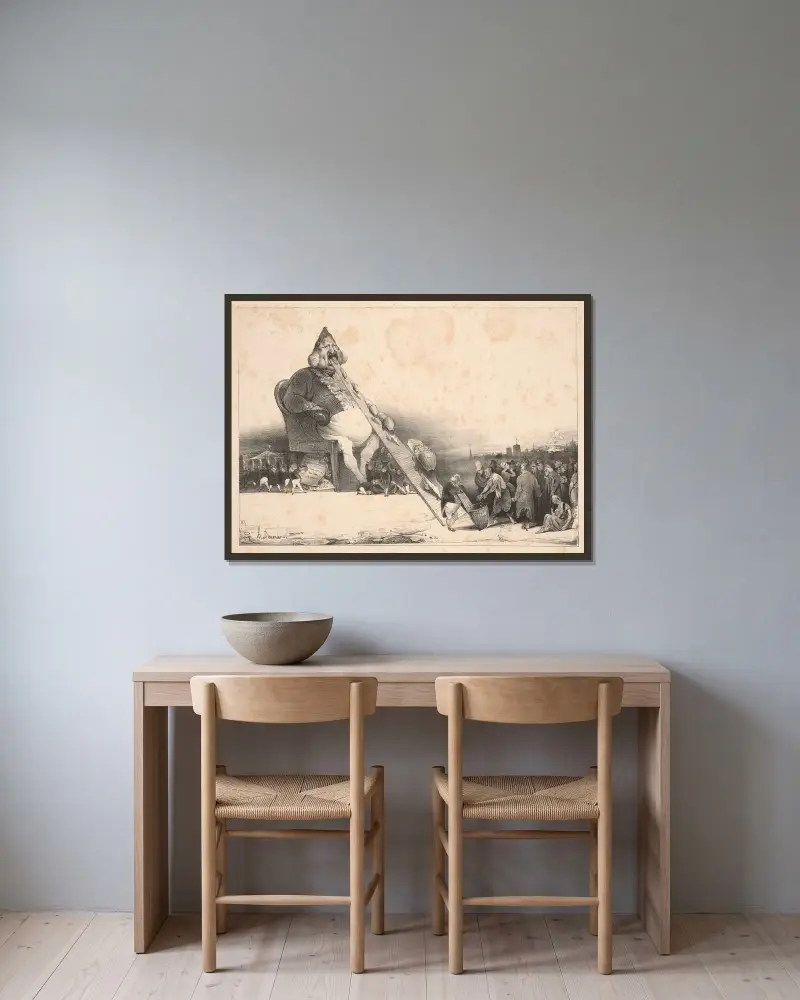 Gargantua av Honoré Daumier inramad på en vägg