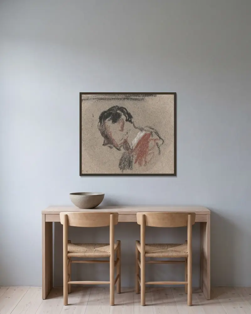 Manshuvud II av Honoré Daumier inramad på en vägg