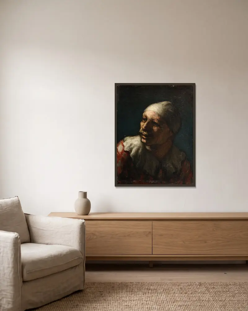 Head of Pasquin av Honoré Daumier inramad på en vägg