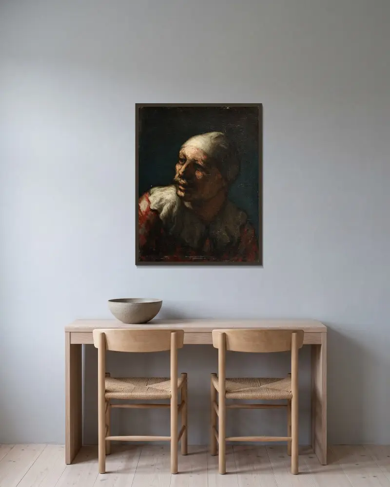 Head of Pasquin av Honoré Daumier inramad på en vägg