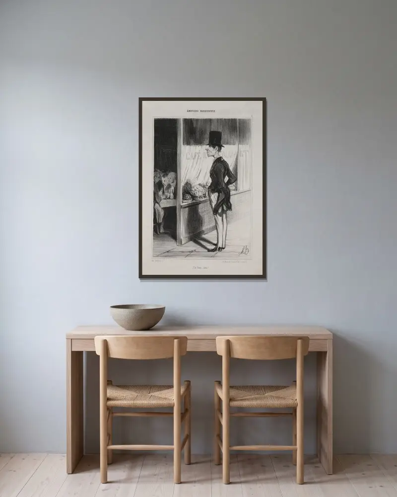 I Have Three Sous! av Honoré Daumier inramad på en vägg