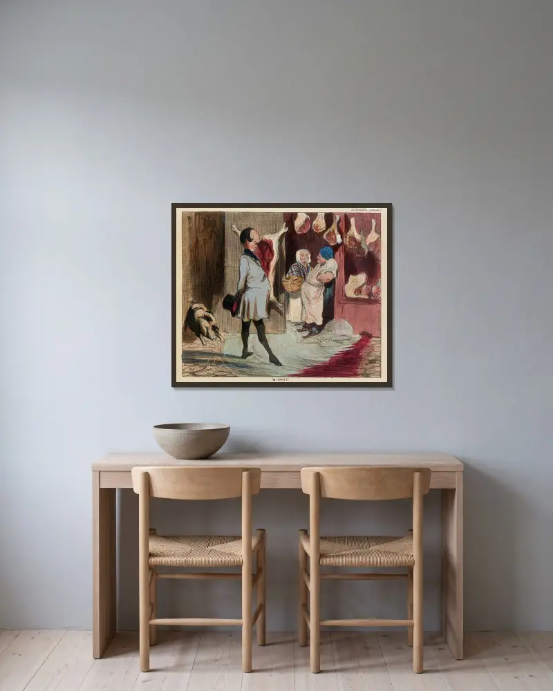 Reseintryck från en stor poet av Honoré Daumier inramad på en vägg