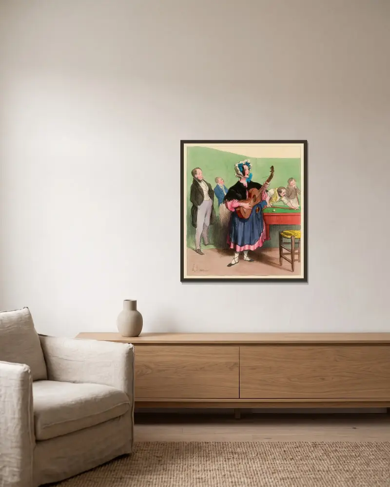 Cikadan av Honoré Daumier inramad på en vägg