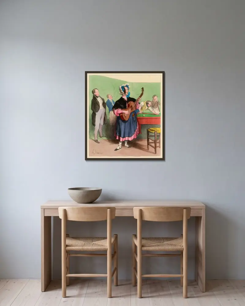 Cikadan av Honoré Daumier inramad på en vägg