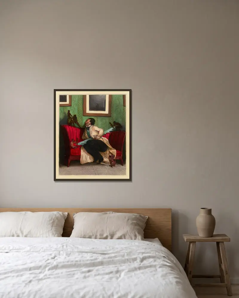 Koliken av Honoré Daumier inramad på en vägg