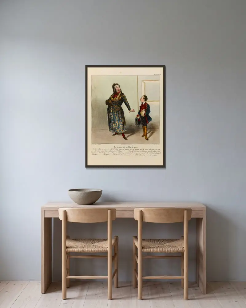 Lyckan får oss att glömma vännerna av Honoré Daumier inramad på en vägg