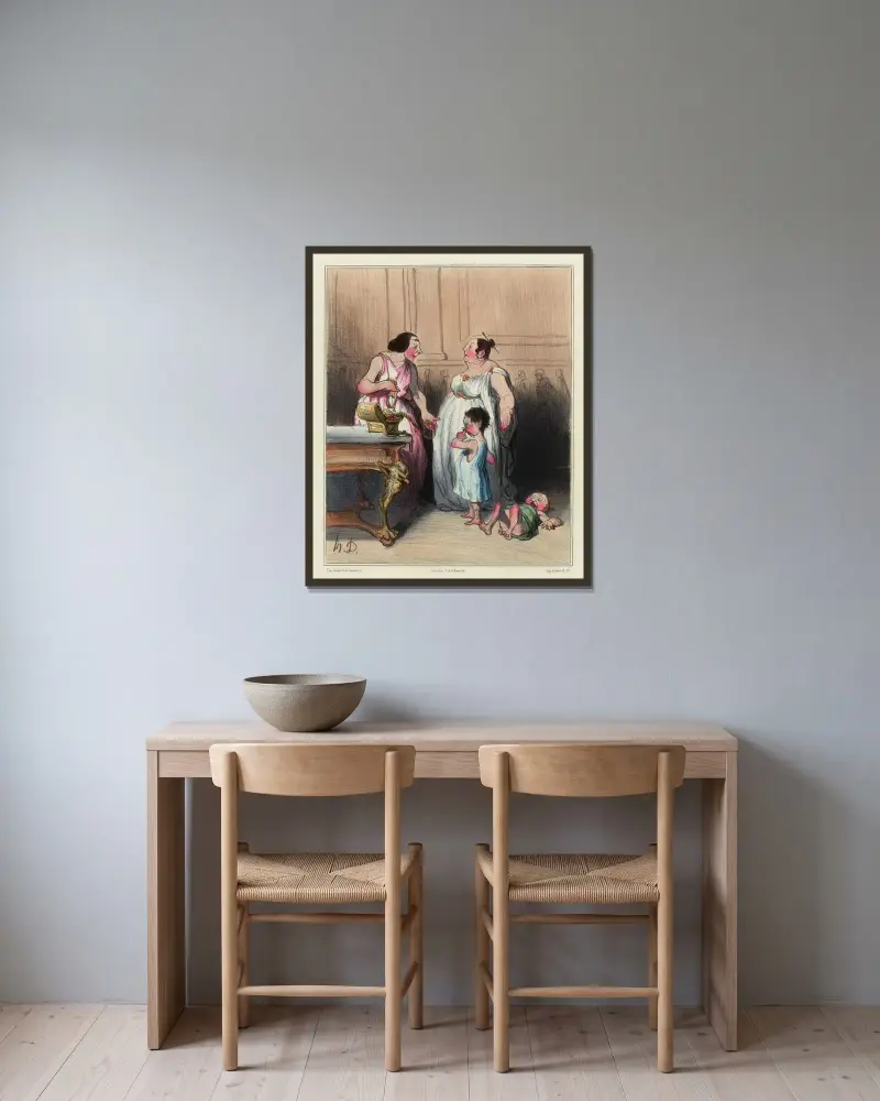 Grachernas moder av Honoré Daumier inramad på en vägg