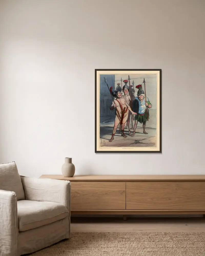 Kvällen före Thermopyle av Honoré Daumier inramad på en vägg