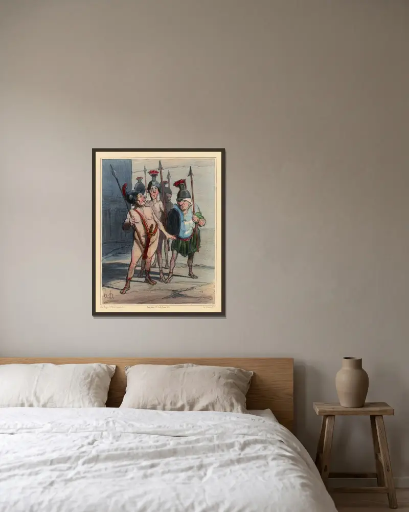 Kvällen före Thermopyle av Honoré Daumier inramad på en vägg