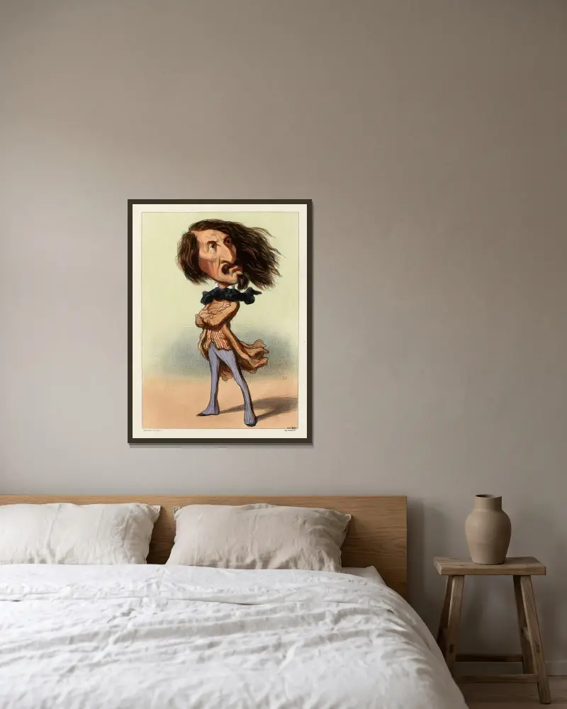Lagrange av Honoré Daumier inramad på en vägg