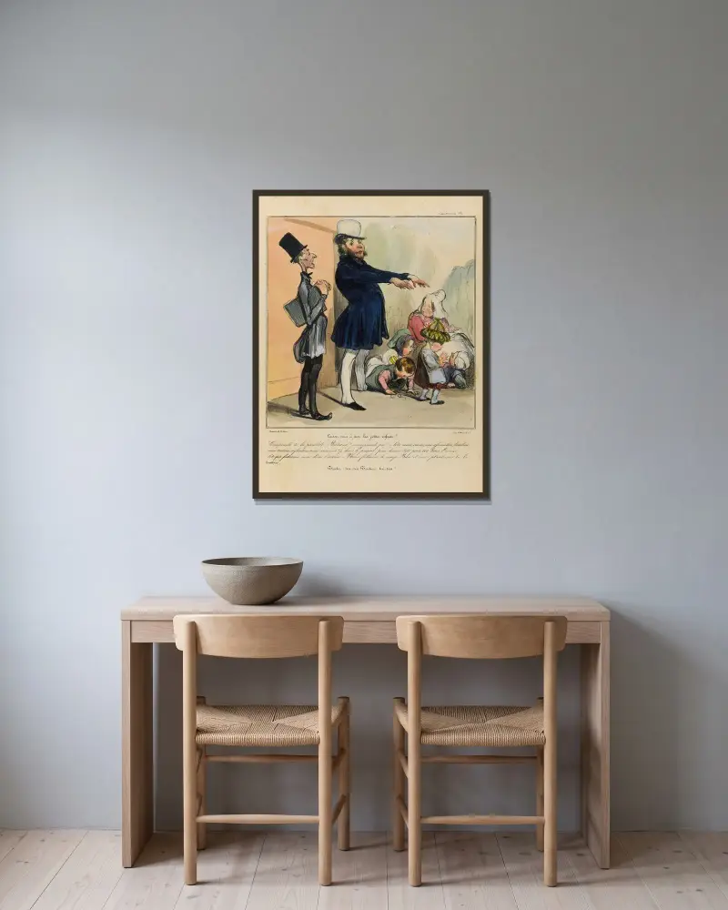 Låt barnen komma till mig av Honoré Daumier inramad på en vägg