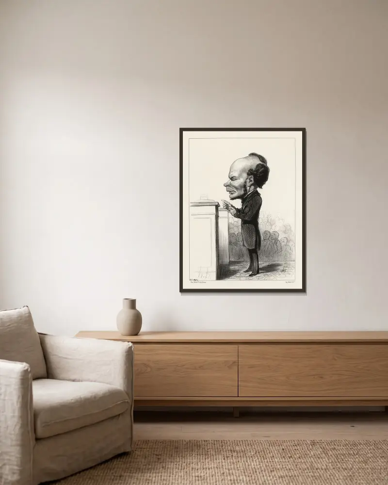 Lanjuinais av Honoré Daumier inramad på en vägg