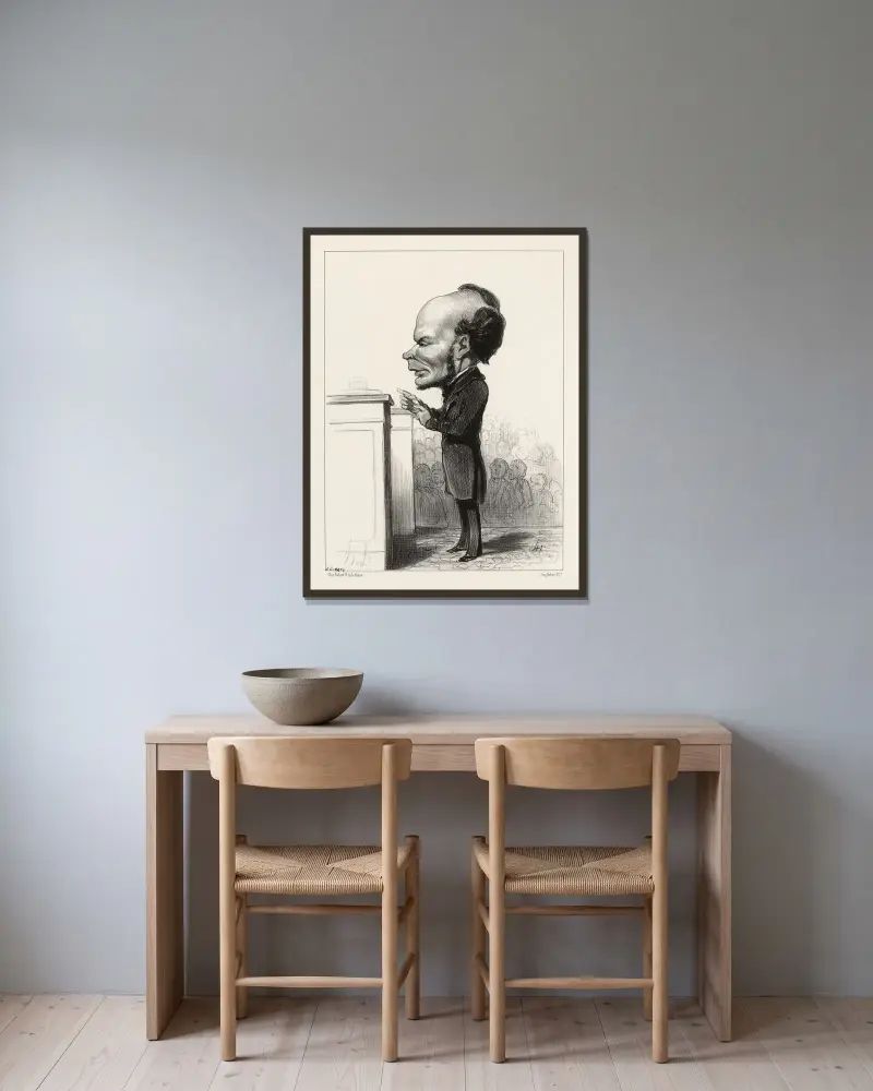 Lanjuinais av Honoré Daumier inramad på en vägg
