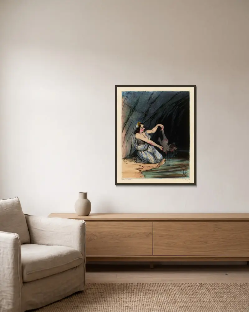 Akilles dop av Honoré Daumier inramad på en vägg