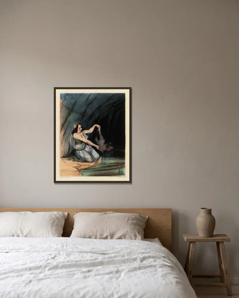 Akilles dop av Honoré Daumier inramad på en vägg