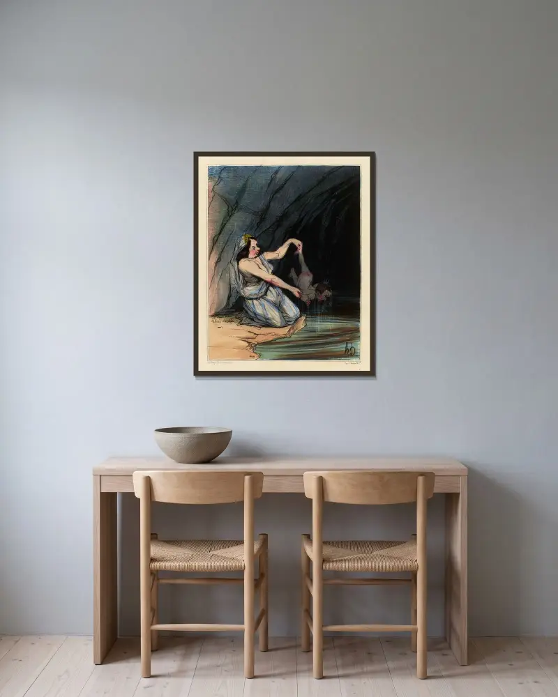 Akilles dop av Honoré Daumier inramad på en vägg