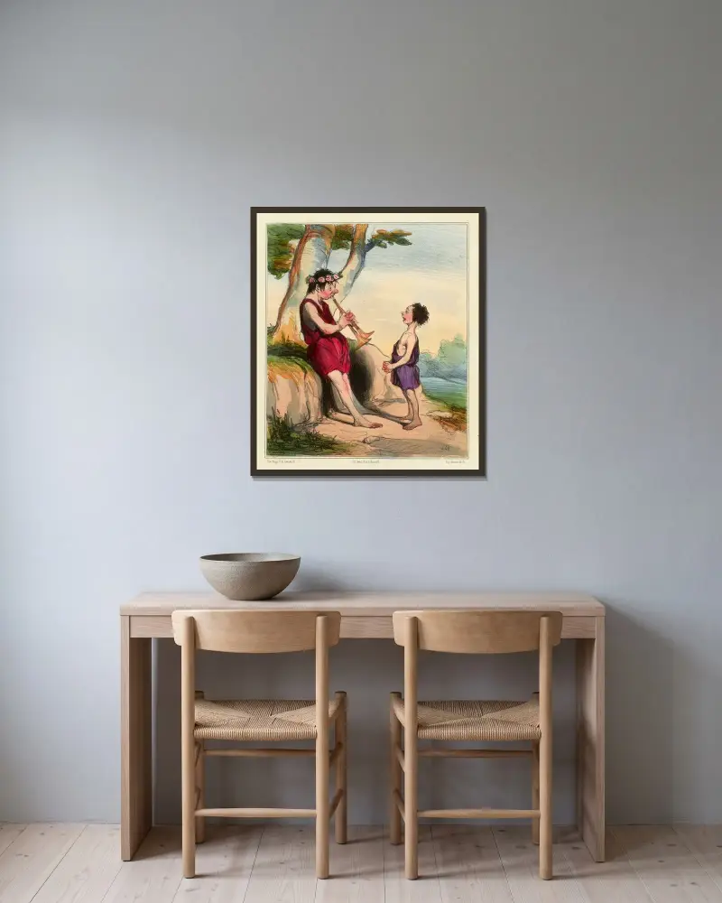 Vergilius herde av Honoré Daumier inramad på en vägg
