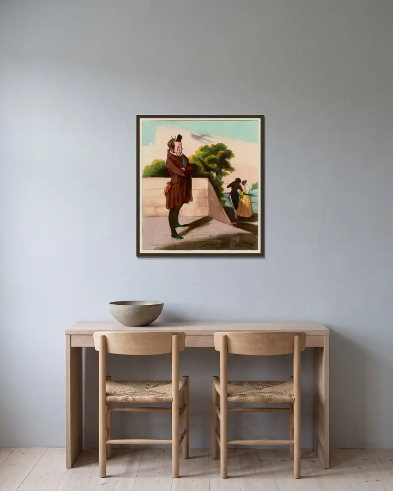 Le cousin av Honoré Daumier inramad på en vägg
