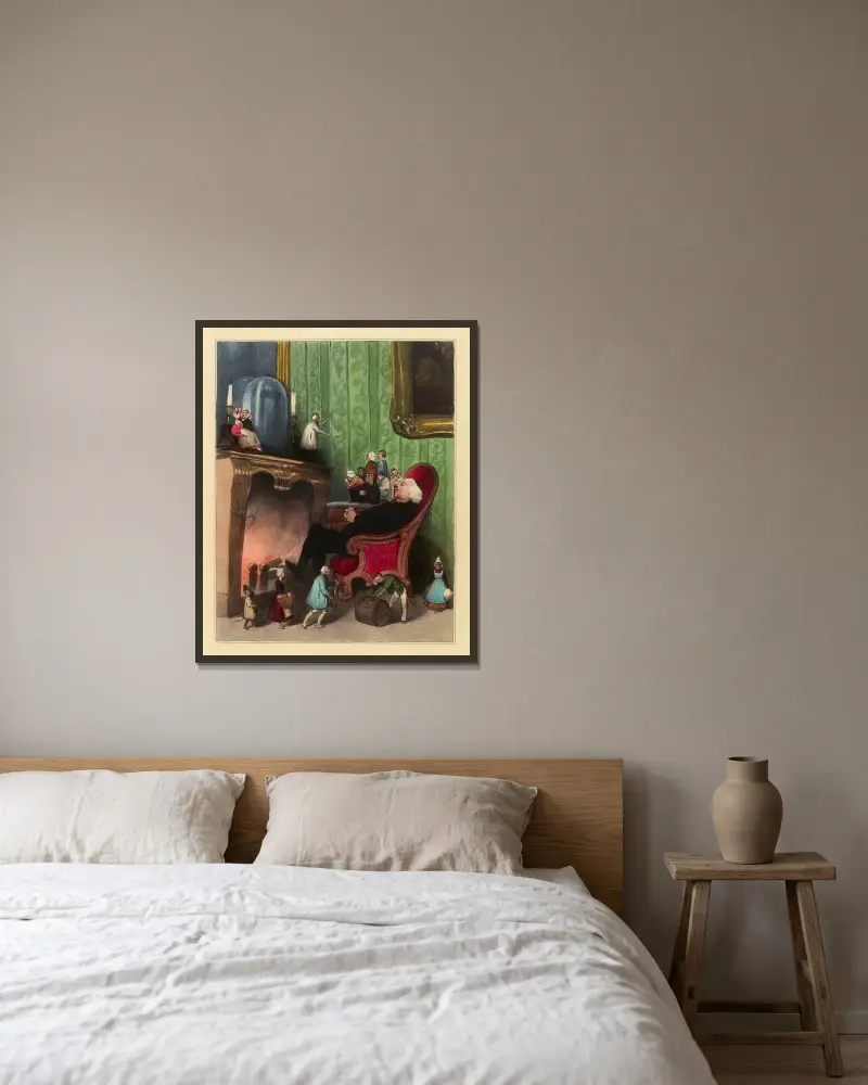 Le Curé av Honoré Daumier inramad på en vägg