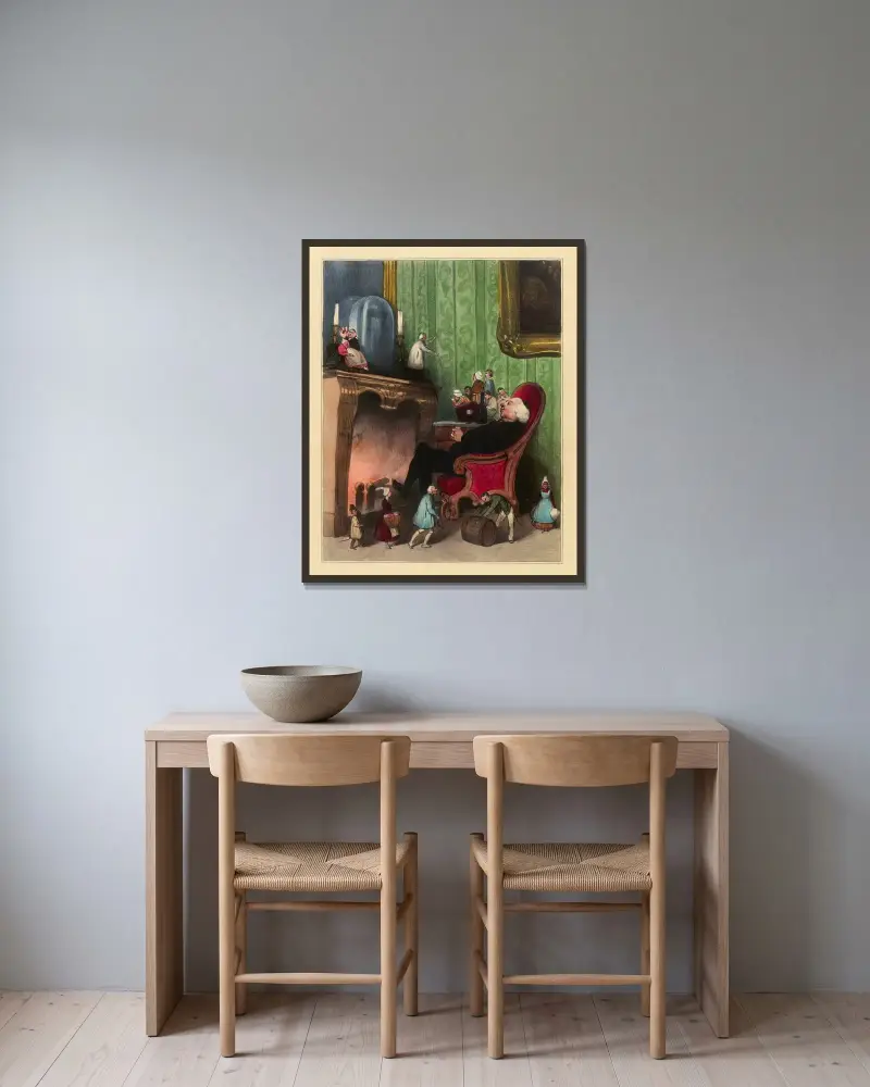 Le Curé av Honoré Daumier inramad på en vägg