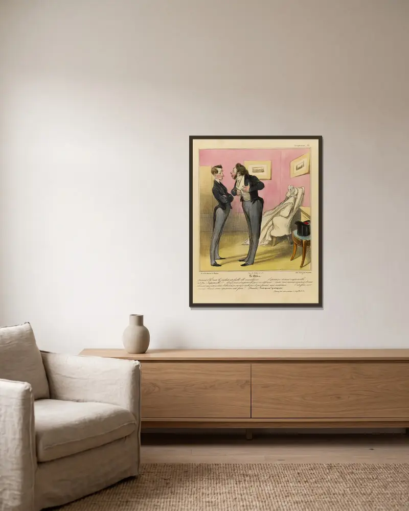 Början av Honoré Daumier inramad på en vägg