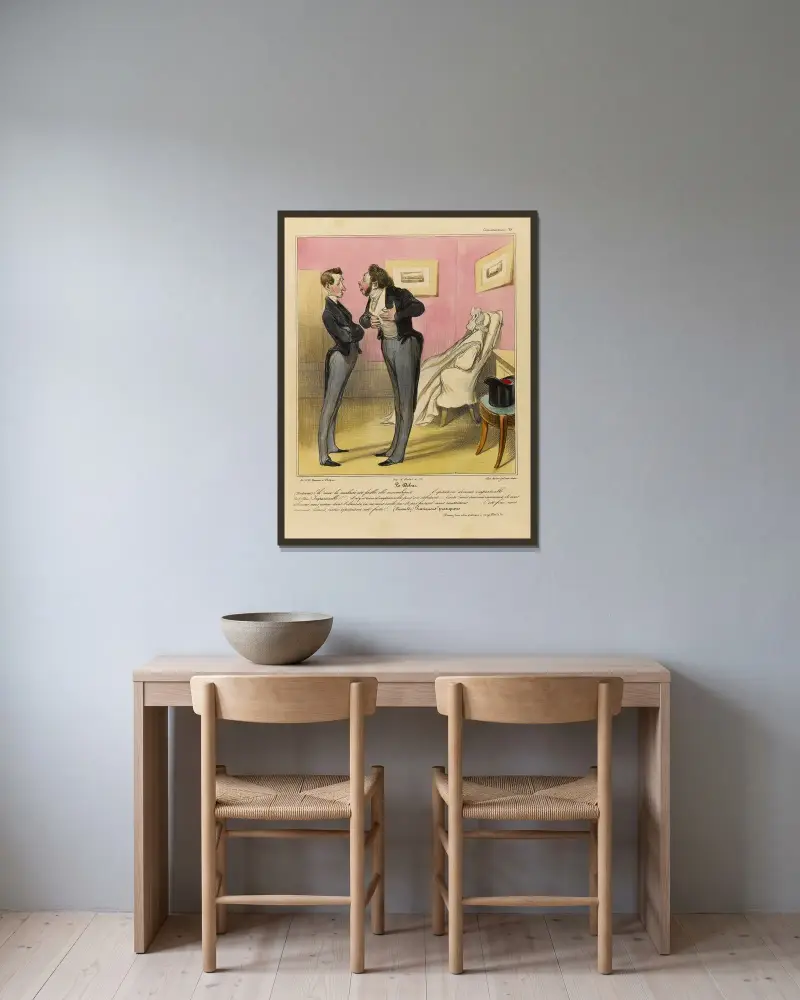 Början av Honoré Daumier inramad på en vägg