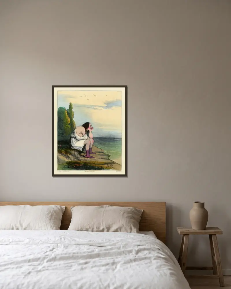 Kalypso förtvivlan av Honoré Daumier inramad på en vägg