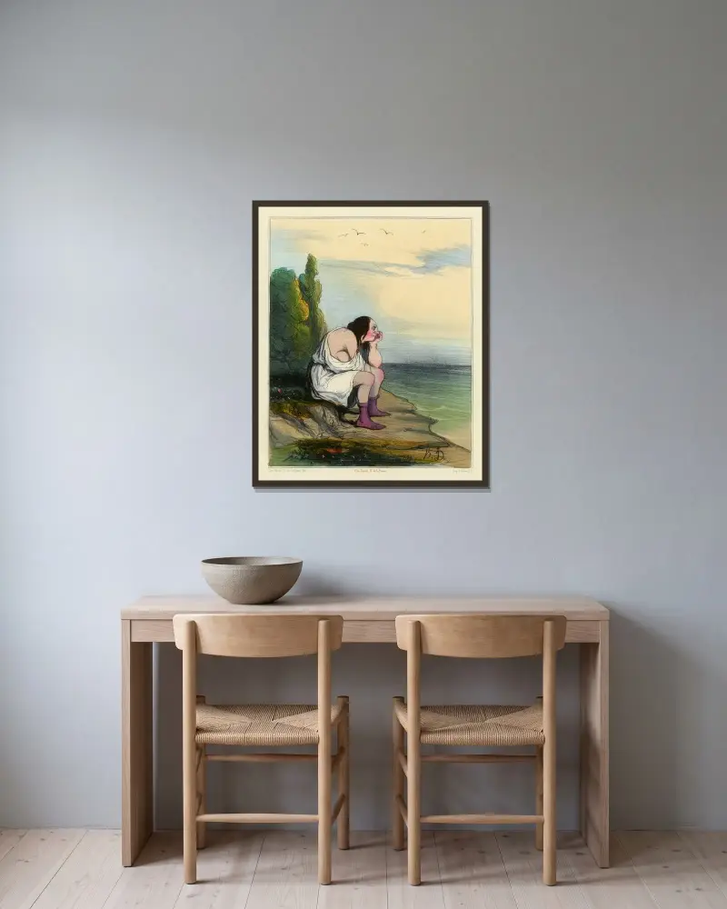 Kalypso förtvivlan av Honoré Daumier inramad på en vägg