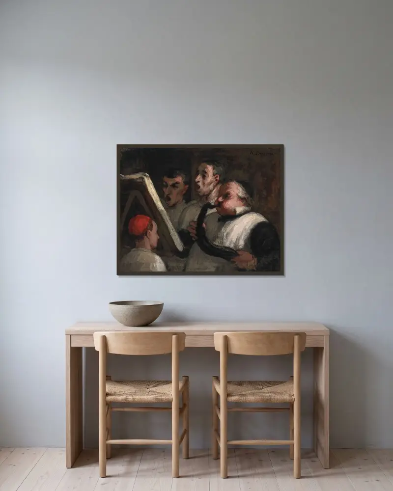 Le Lutrin (‘the Lectern’) av Honoré Daumier inramad på en vägg