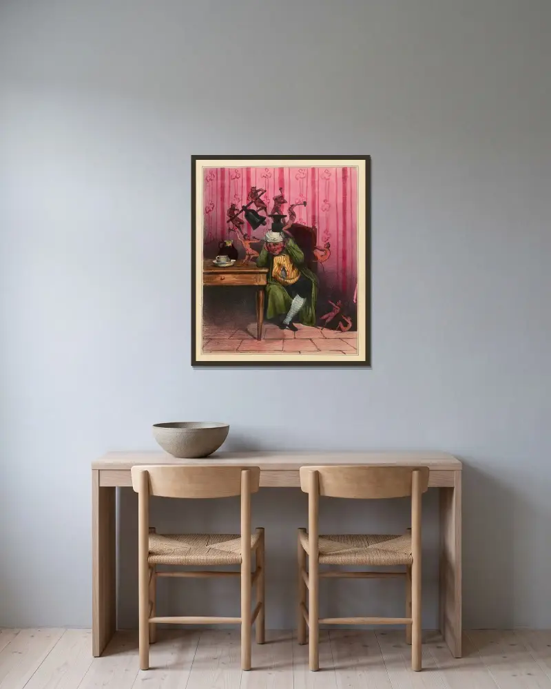 Huvudvärk av Honoré Daumier inramad på en vägg