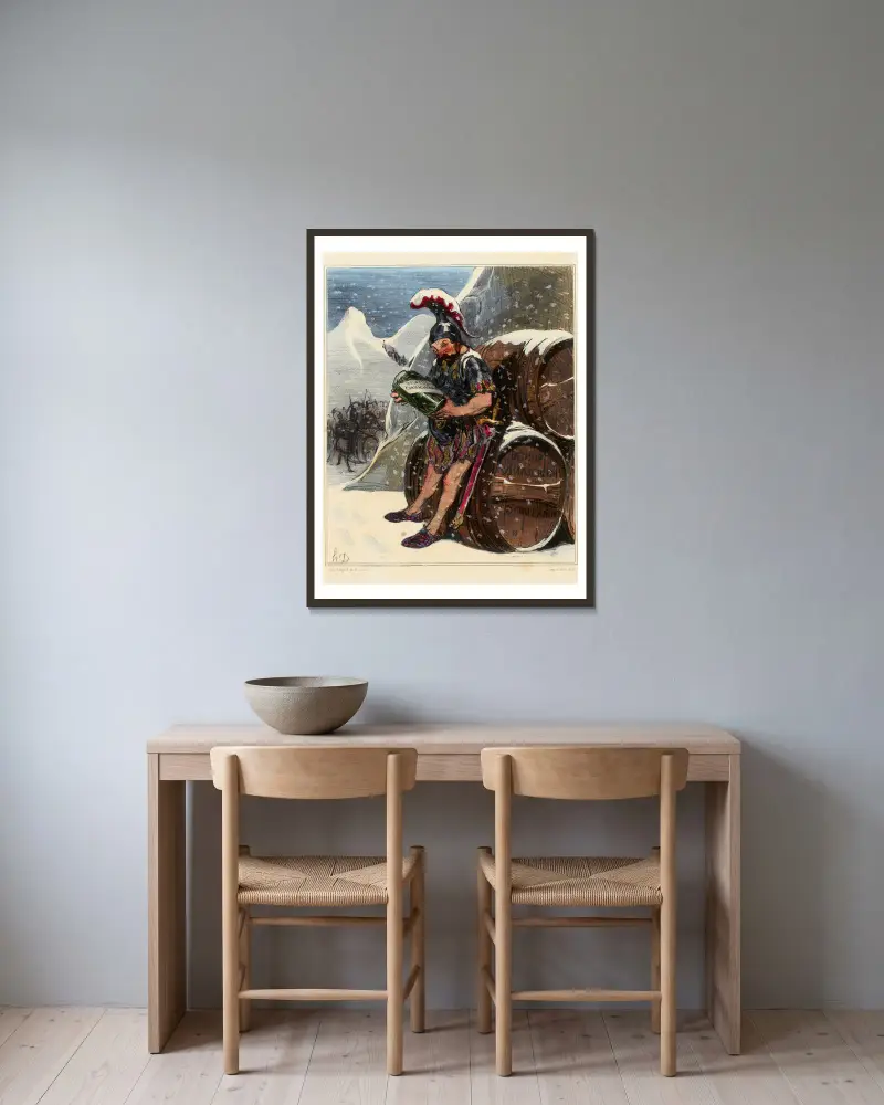 Hannibals Überquerung von Honoré Daumier gerahmt an einer Wand