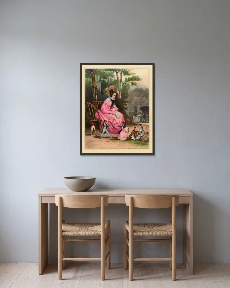 Le Roman av Honoré Daumier inramad på en vägg