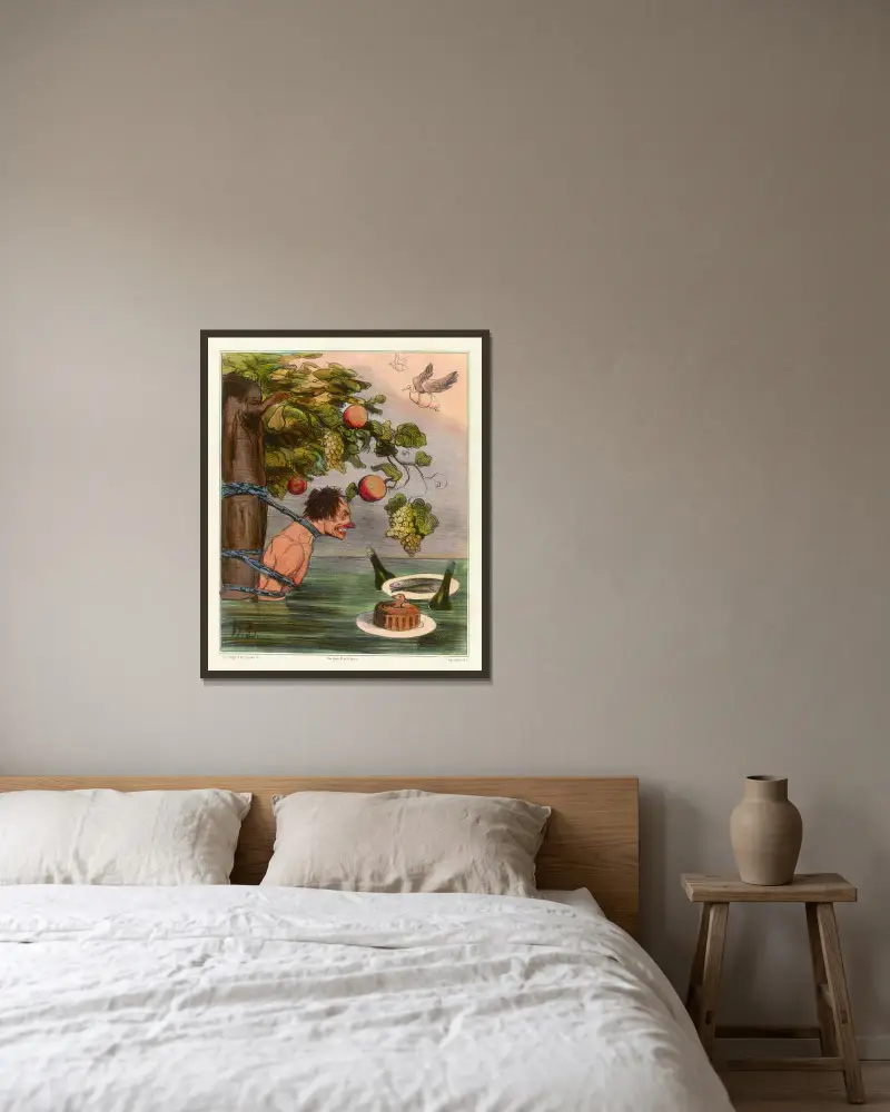 Tantalos plåga av Honoré Daumier inramad på en vägg