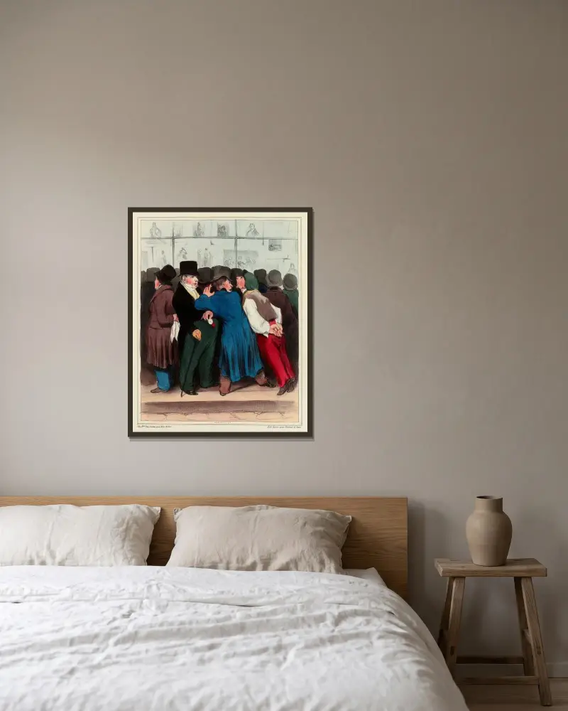 Le tirage av Honoré Daumier inramad på en vägg