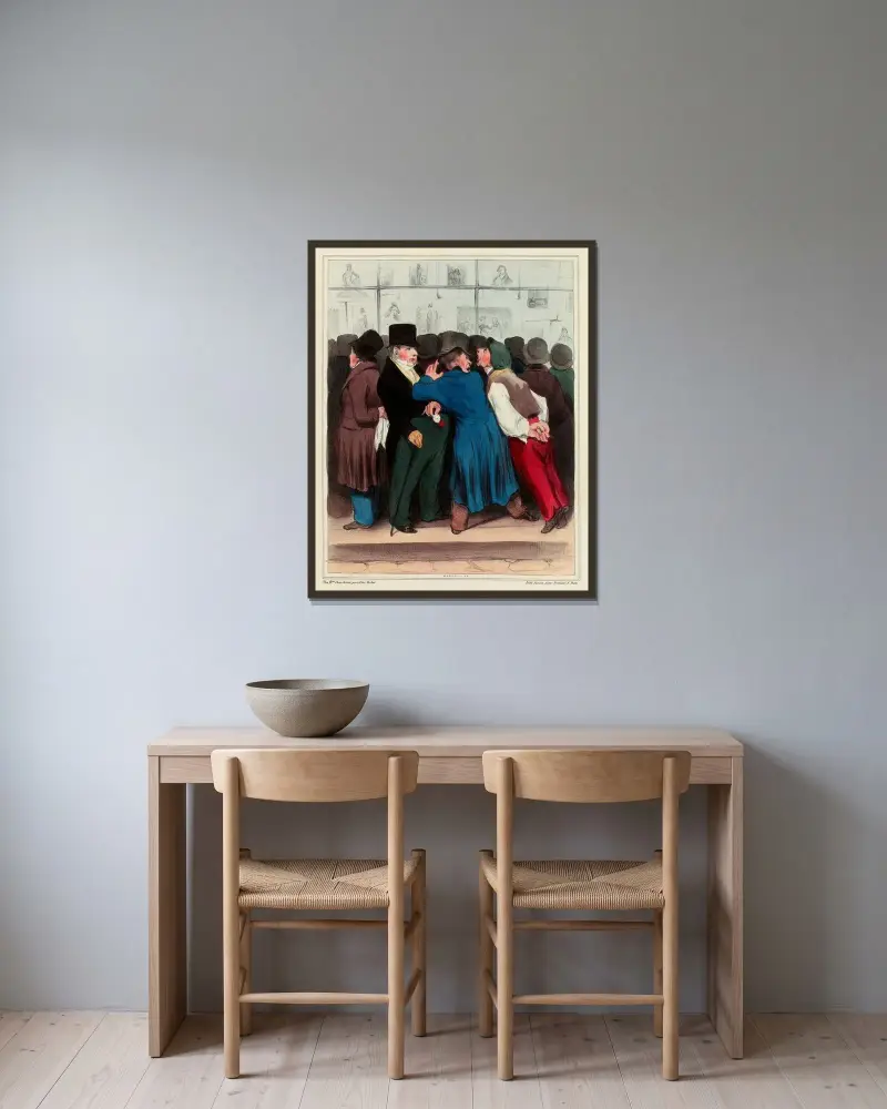 Le tirage av Honoré Daumier inramad på en vägg