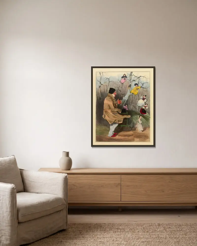 Den gamle pojken av Honoré Daumier inramad på en vägg
