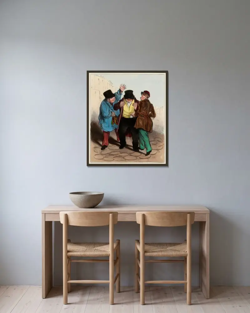 Stölden i skrymslet av Honoré Daumier inramad på en vägg